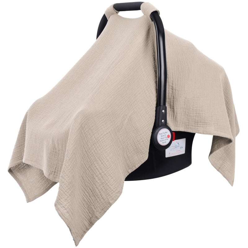 Metplus Muslin Car Seat Cover for Babies - Carseat Stroller Cover Infant Stroller Covers for Boys and Girls, Breathable & Lightweight, Fits Most Strollers & Baby Car Seats - Image 1